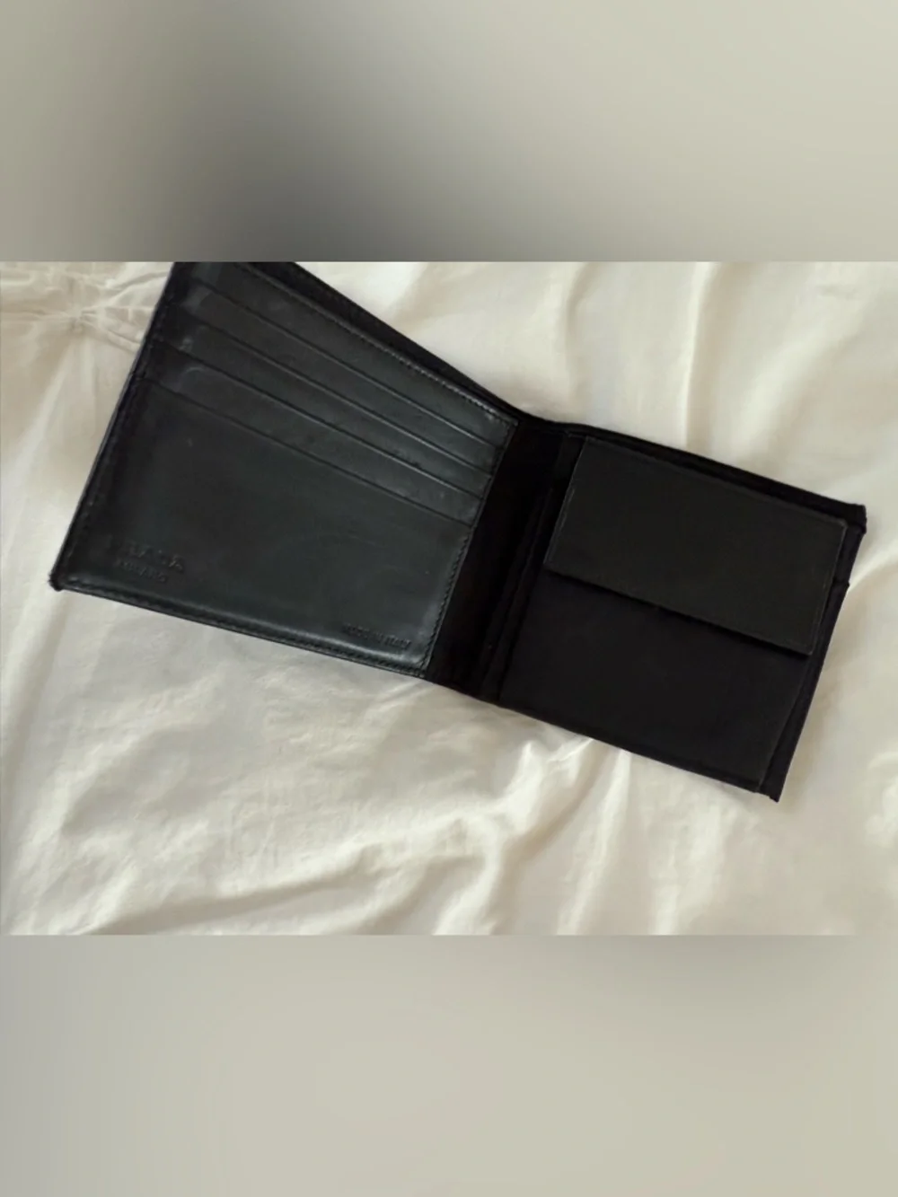 Prada triangle logo bifold wallet